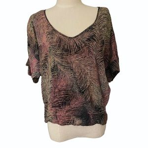 Black Multicolored Print Greylin Crop Top with cut-out details/Size Small/EUC
